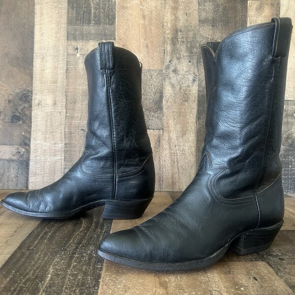 Tony Lama Gold Label Vintage Classic Black Cowboy Boots Mens 11 D - Picture 5 of 12